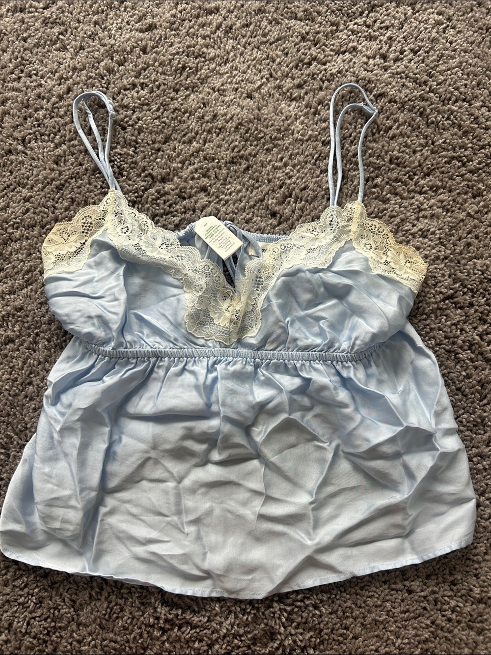 Light Blue Lace-Trim Cami Top